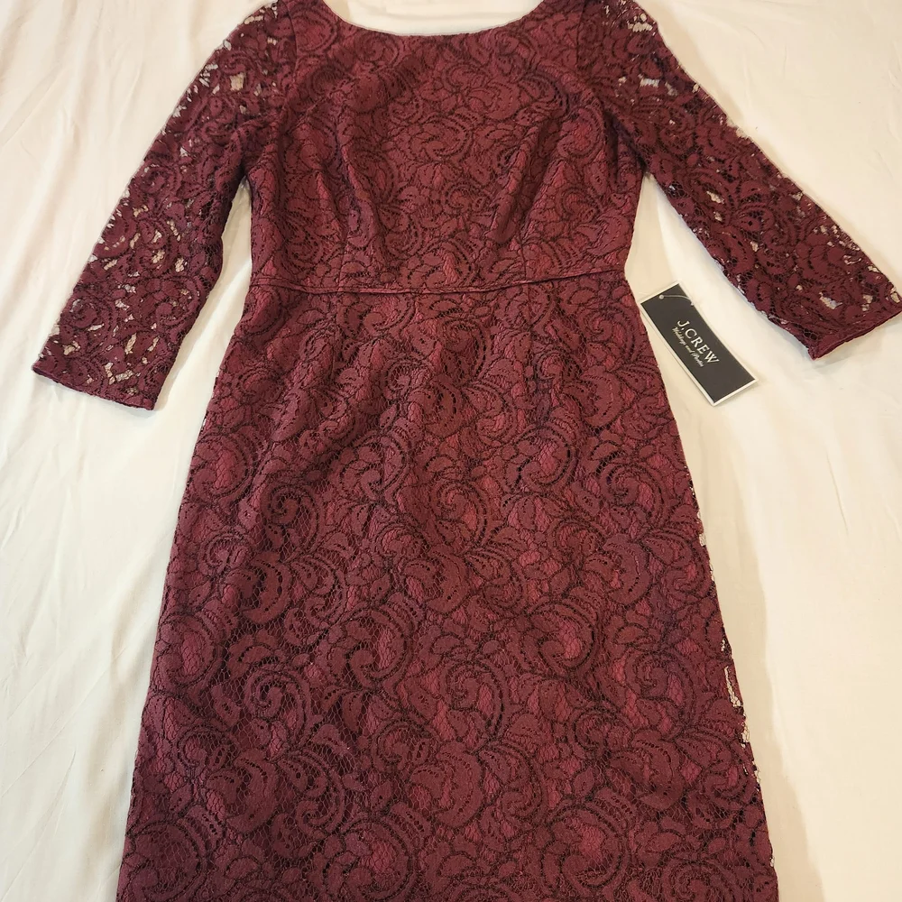NEW J.Crew Women's Burgundy Lace Overlay Backless‎ Sheath Dress Size 8 Cocktail